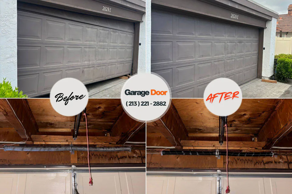 Before and after: garage door repair Wewoka, OK